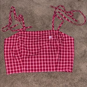Red plaid crop top